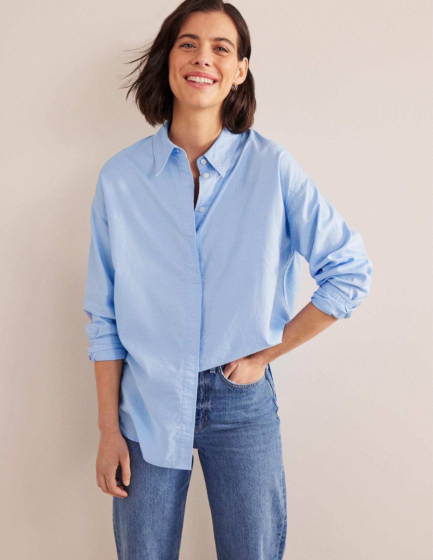 Oversized Cotton Shirt-Chambray Oxford