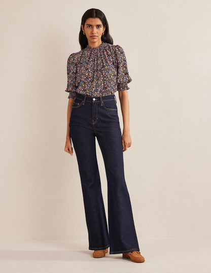 Smocked Detail Printed Top-Multi, Eden Bloom