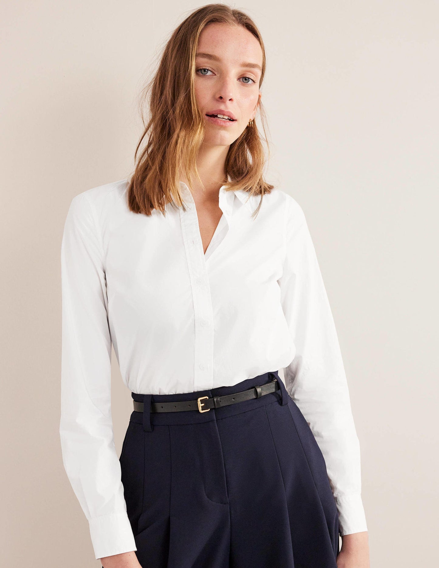 Straight Cotton Shirt-White