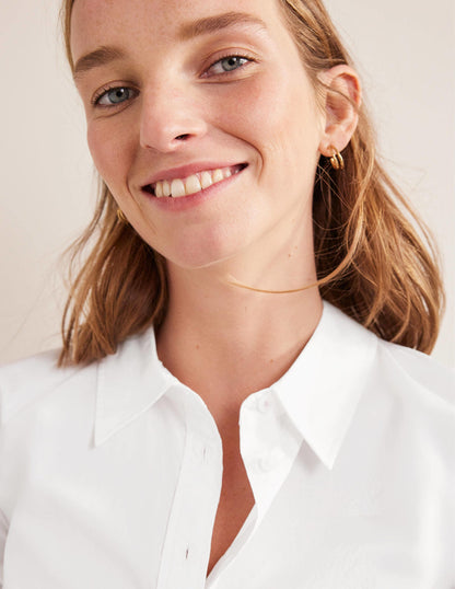 Straight Cotton Shirt-White-2