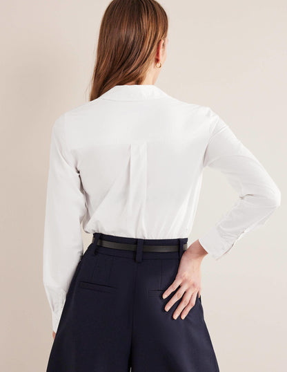 Straight Cotton Shirt-White-3