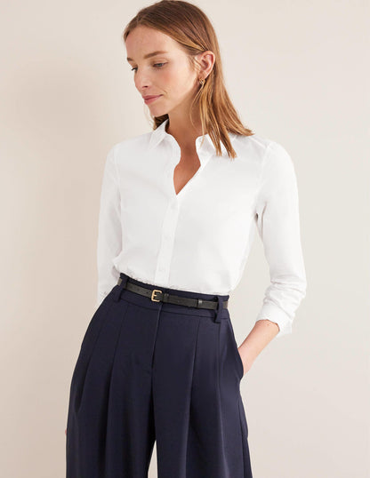Straight Cotton Shirt-White-4