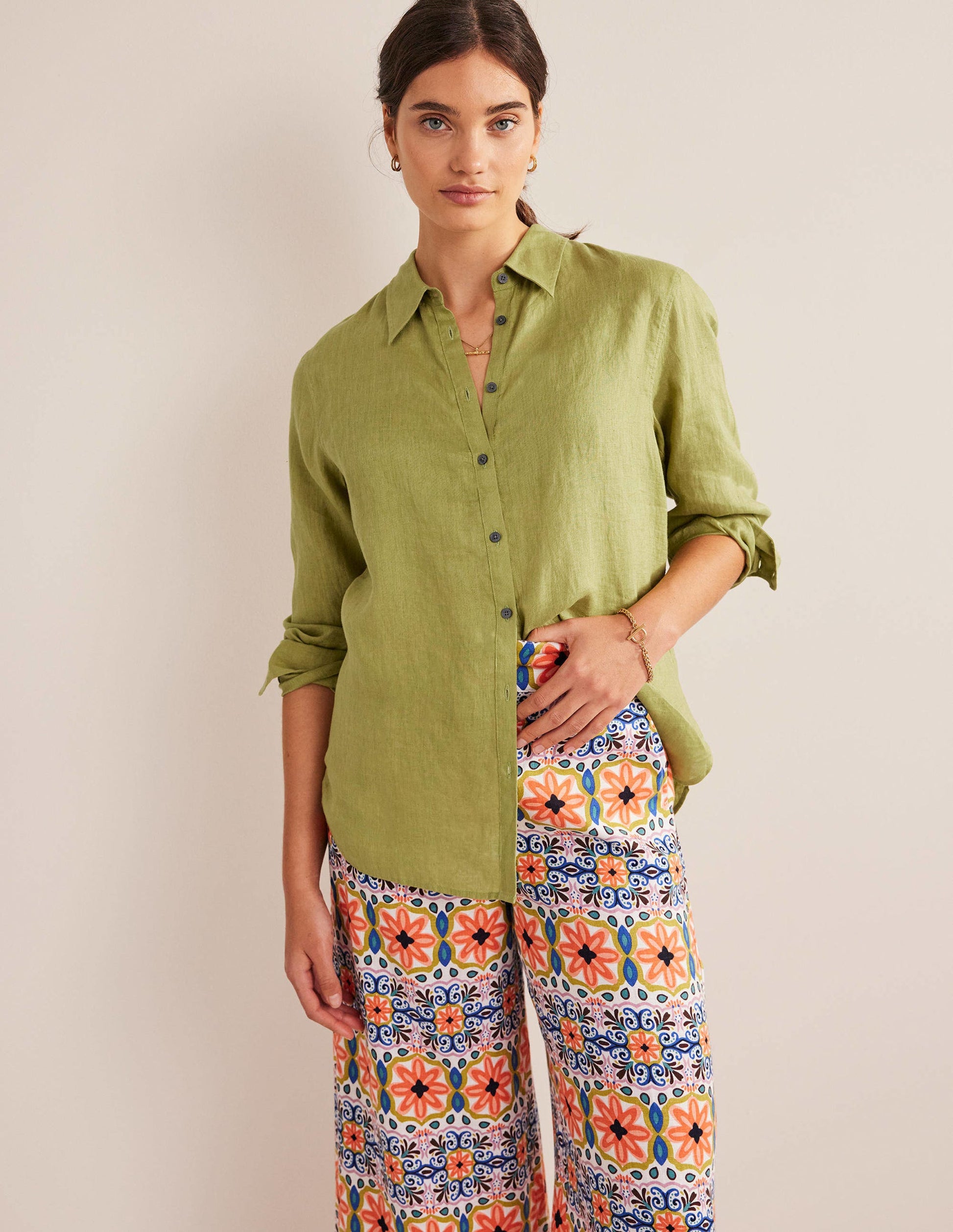 New Linen Shirt-Golden Lime-4