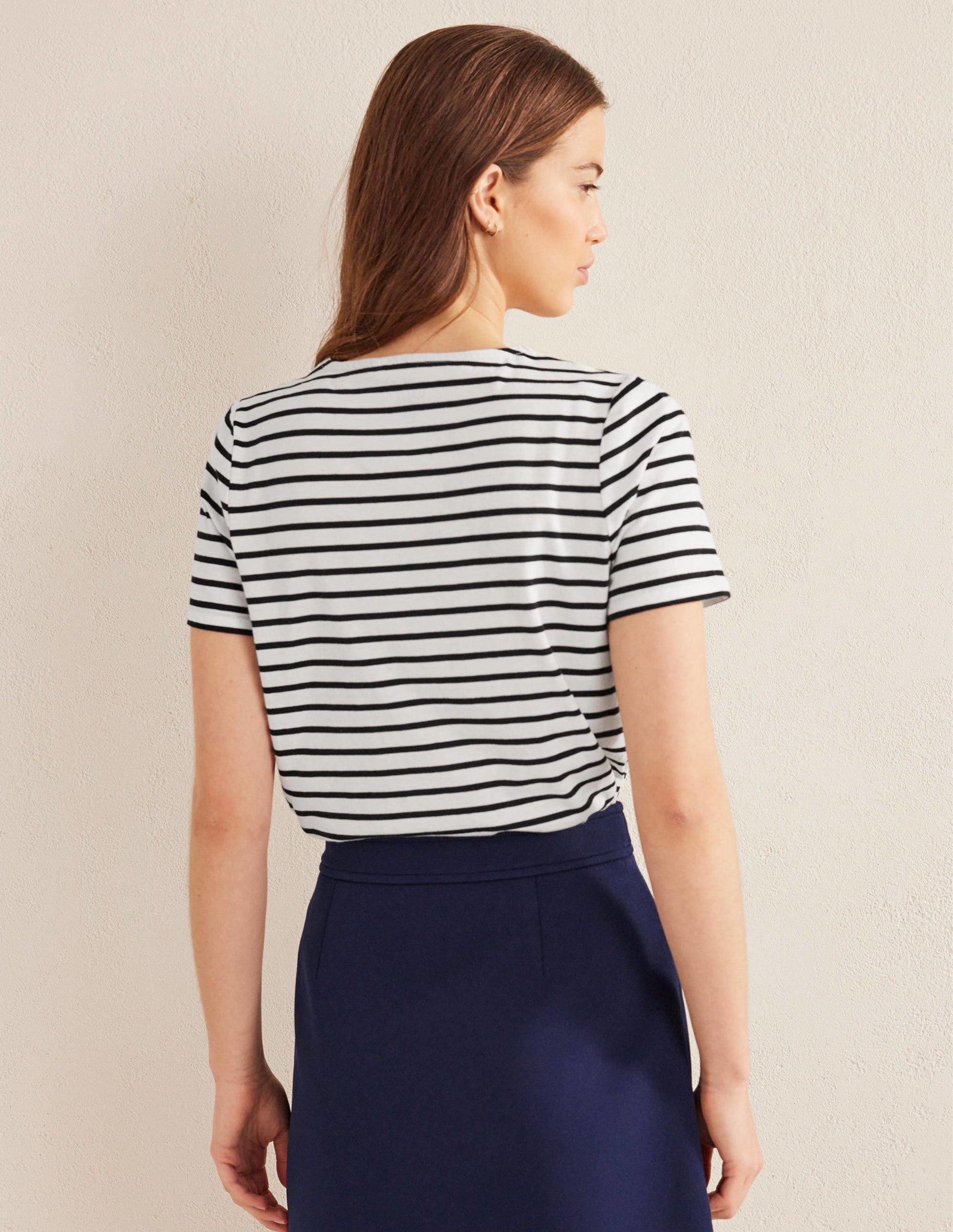 Bea Short Sleeve Breton-Ivory, Black-3