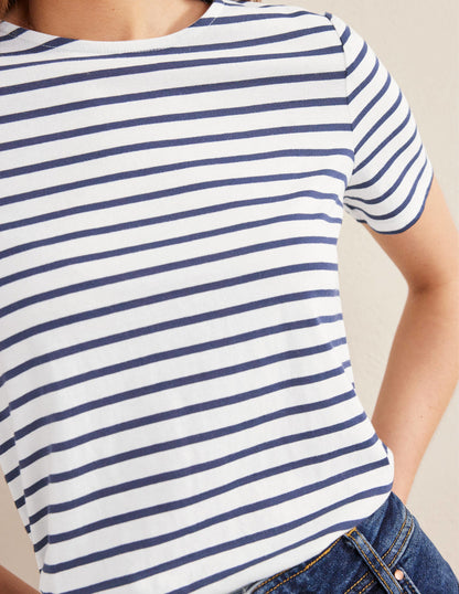 Bea Short Sleeve Breton-Ivory, Navy-2