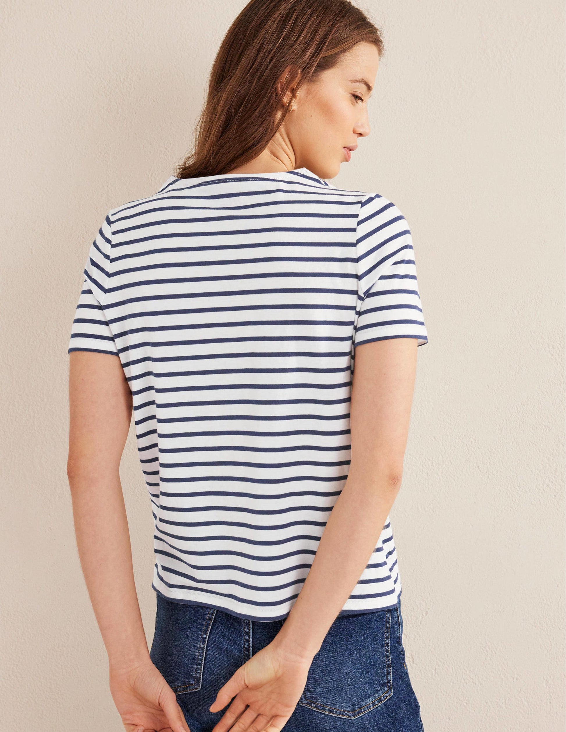 Bea Short Sleeve Breton-Ivory, Navy-3