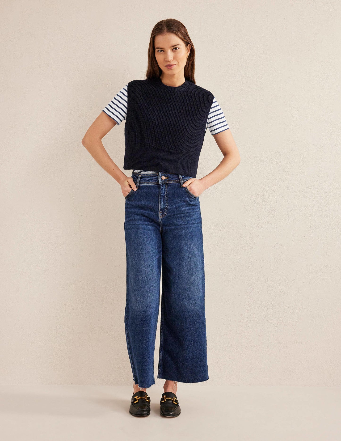 Bea Short Sleeve Breton-Ivory, Navy