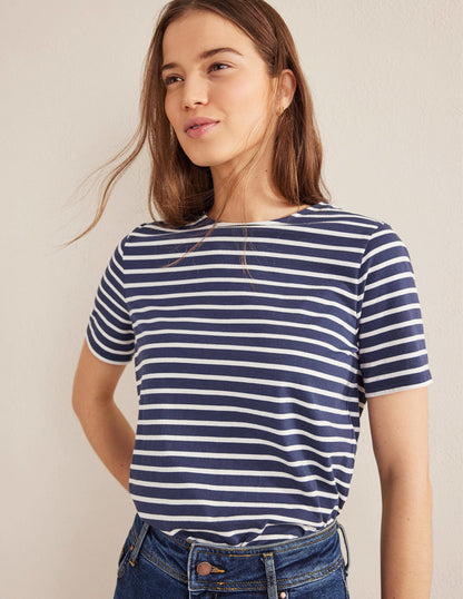 Bea Short Sleeve Breton-Navy, Ivory-1
