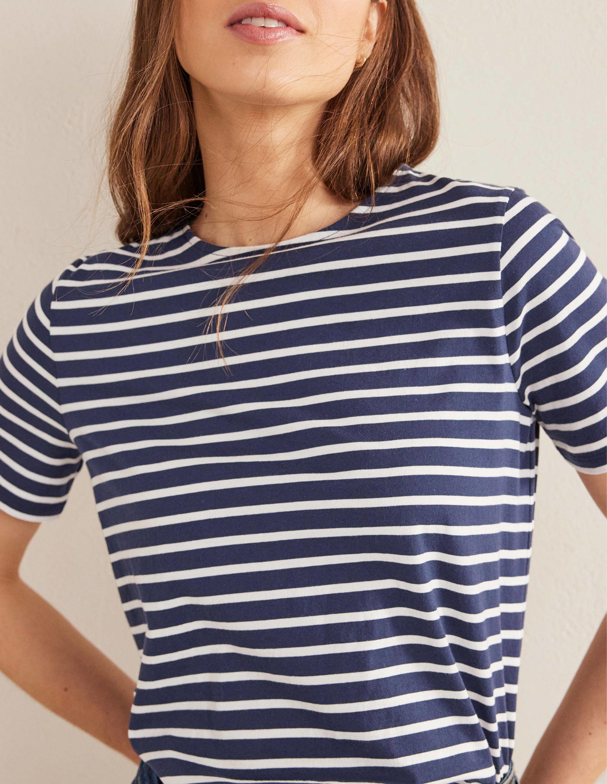 Bea Short Sleeve Breton-Navy, Ivory-2