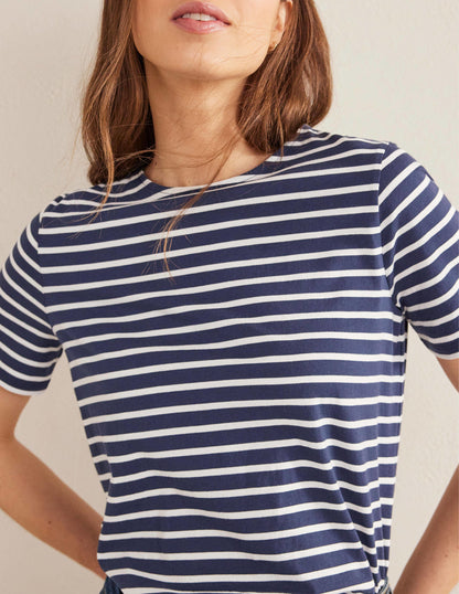 Bea Short Sleeve Breton-Navy, Ivory-2