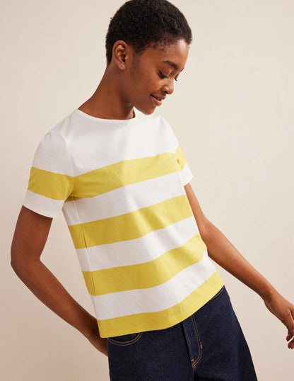 Bea Short Sleeve Breton-Sweet Honeycomb, Ivory Stripe-1