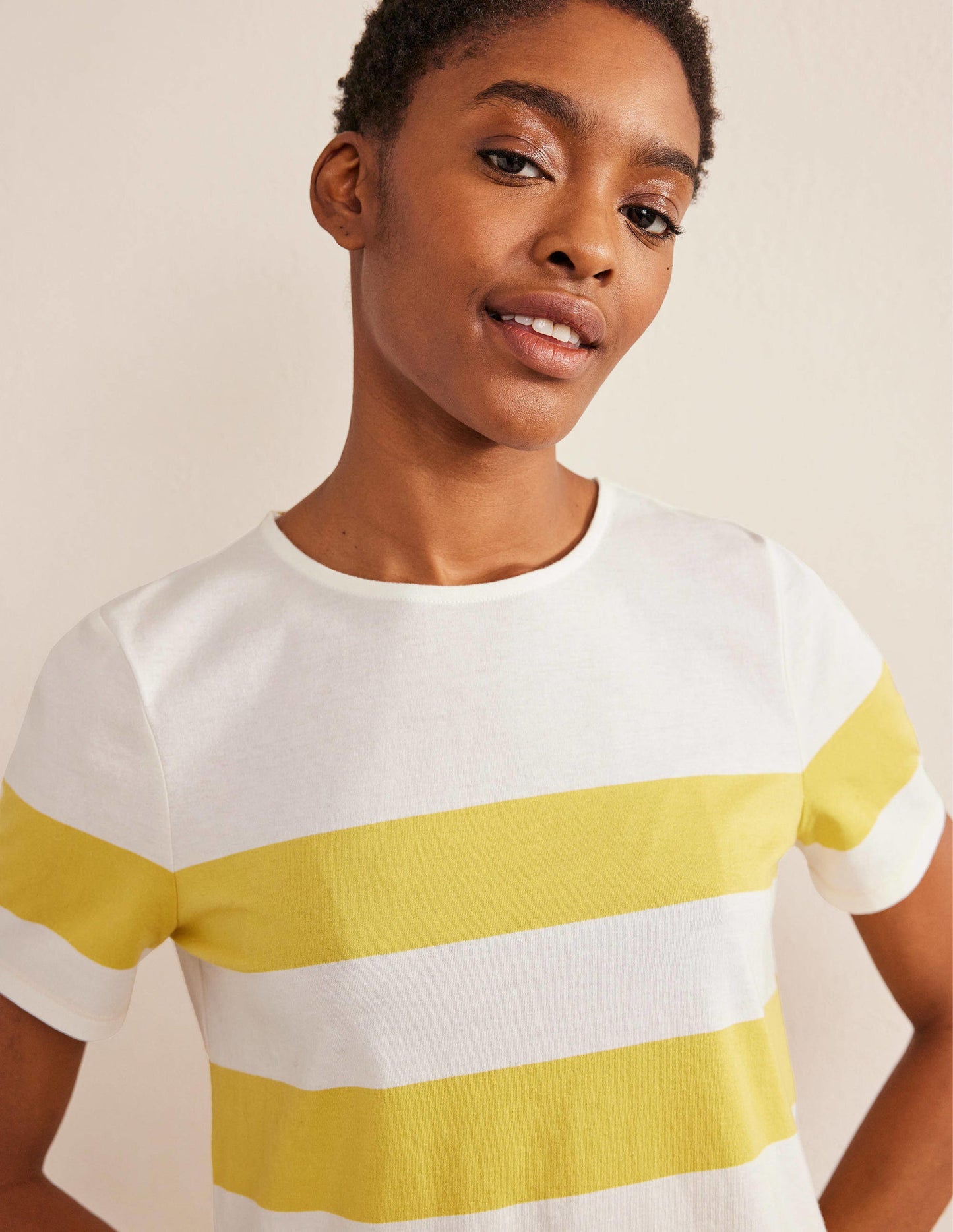 Bea Short Sleeve Breton-Sweet Honeycomb, Ivory Stripe