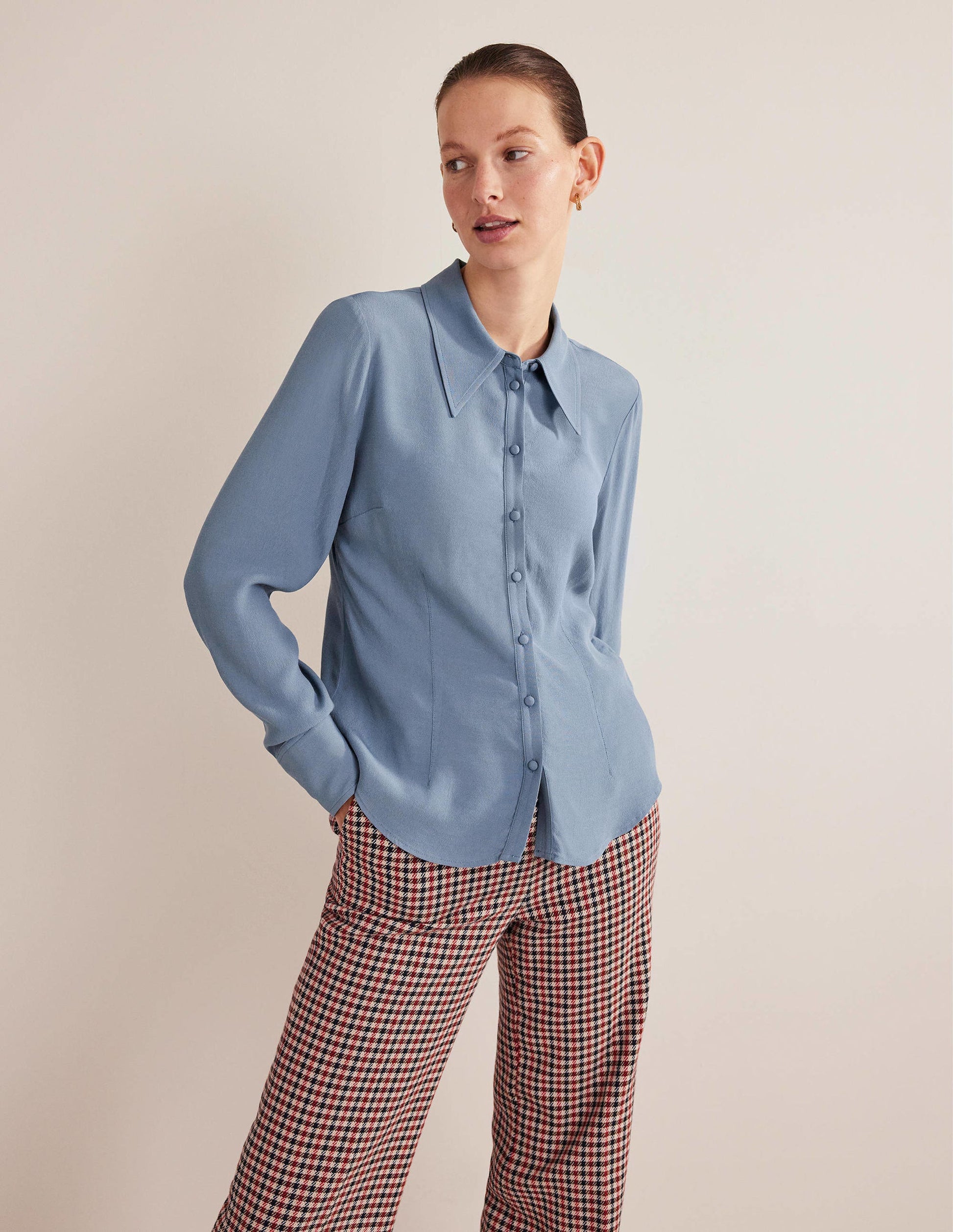 Fitted Workwear Shirt-Captains Blue-1