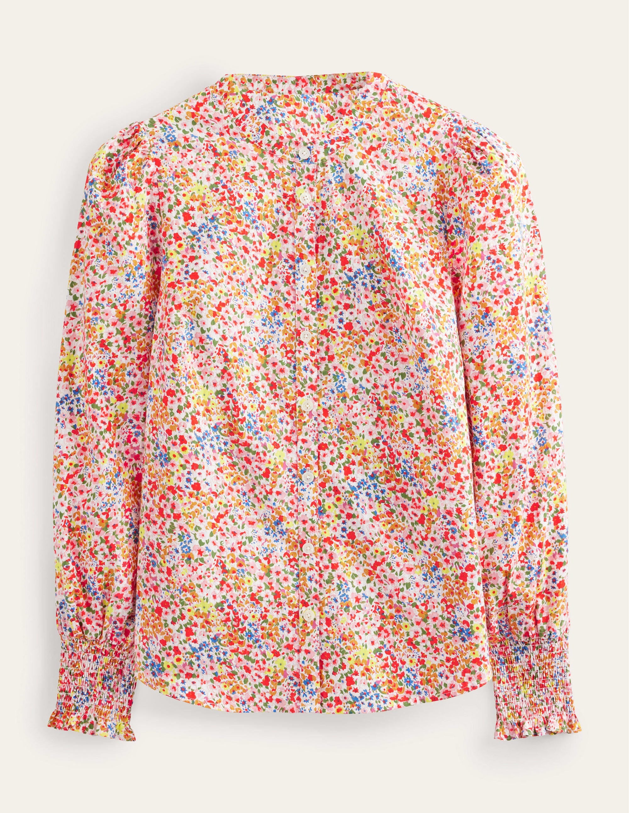 Smocked Cuff Shirt-Sunflower, Gardenia Petal - Image 6
