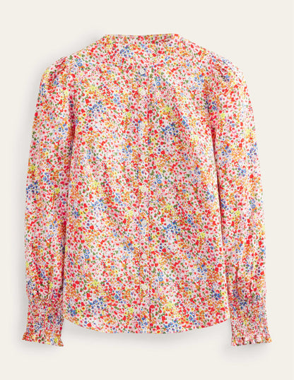 Smocked Cuff Shirt-Sunflower, Gardenia Petal-6
