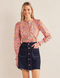 Smocked Cuff Shirt-Sunflower, Gardenia Petal