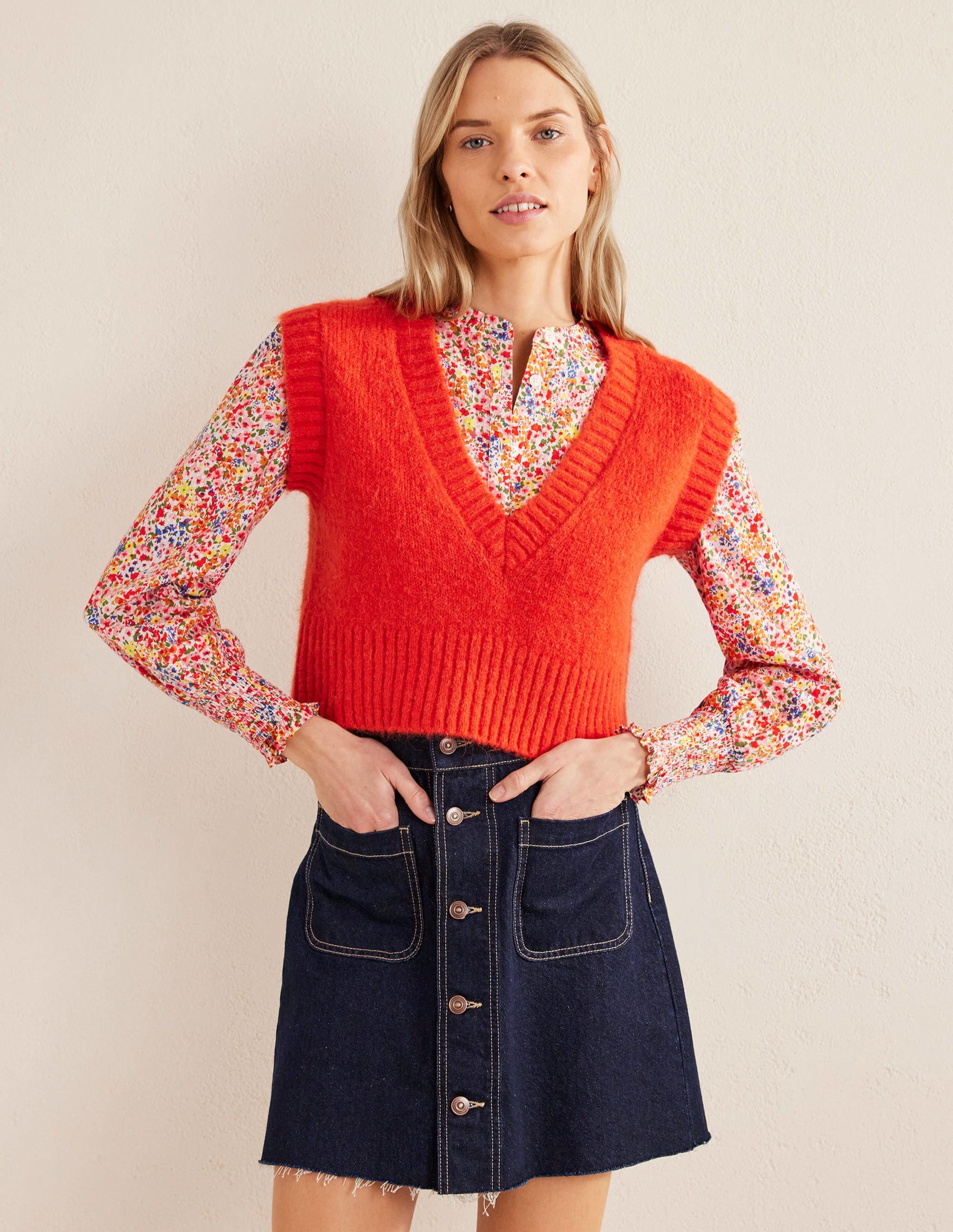 Smocked Cuff Shirt-Sunflower, Gardenia Petal - Image 5