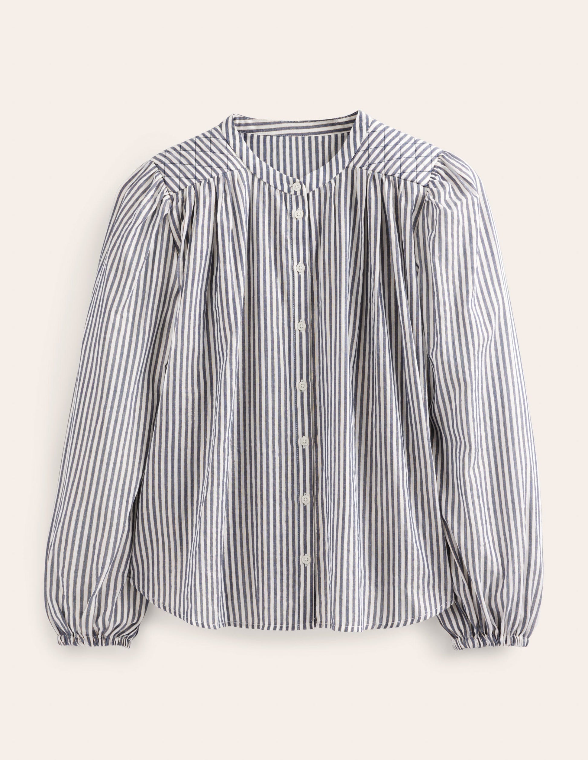 Circle Cut Peasant Blouse-Navy and Ivory Sparkle Stripe-2