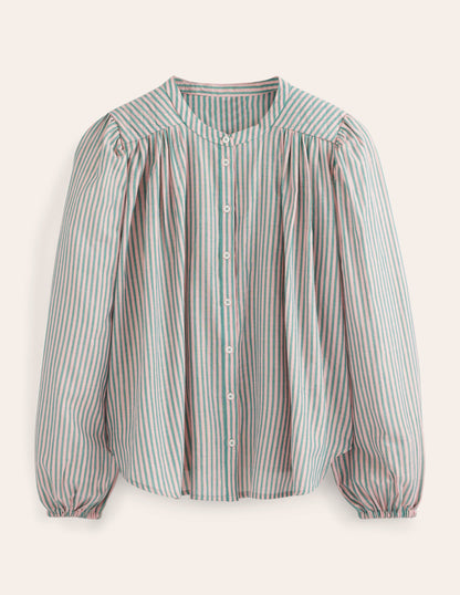 Circle Cut Peasant Blouse-Pink and Green Sparkle Stripe-6