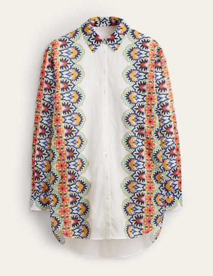 Holiday Longerline Shirt-Ivory, Floweret-7