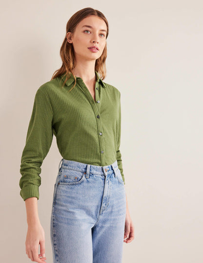 Textured Jersey Shirt-Washed Khaki-4