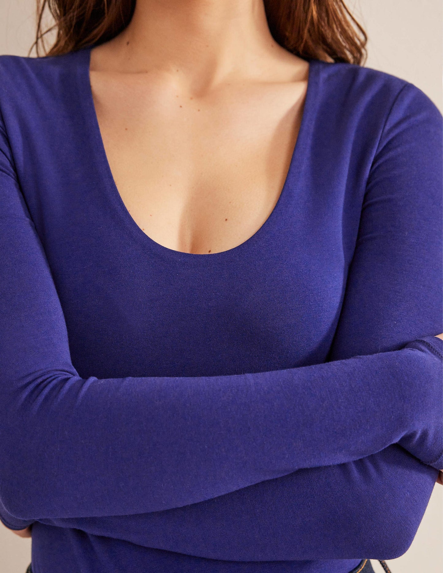 Double Layer Scoop Neck Top-Prussian Blue