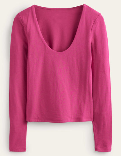Double Layer Scoop Neck Top-Ruby-5
