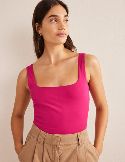 Double Layer Square Neck Vest-Ruby-1