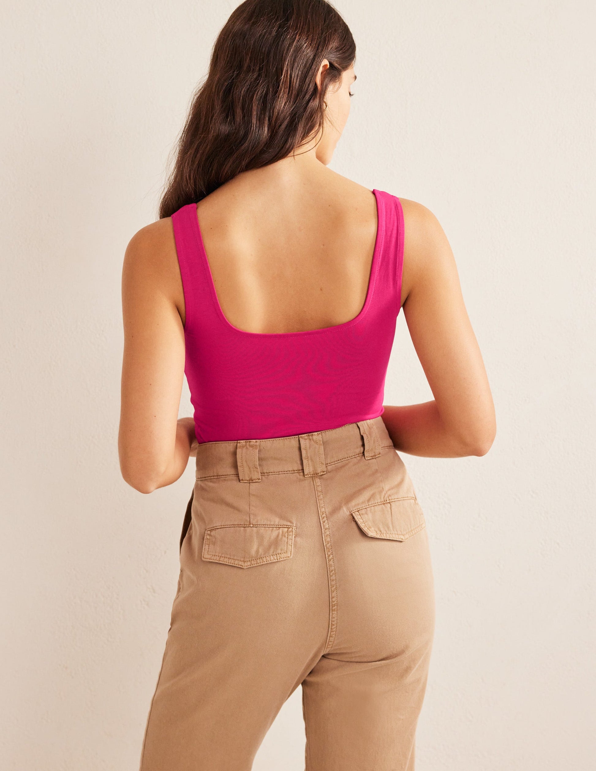 Double Layer Square Neck Vest-Ruby-3