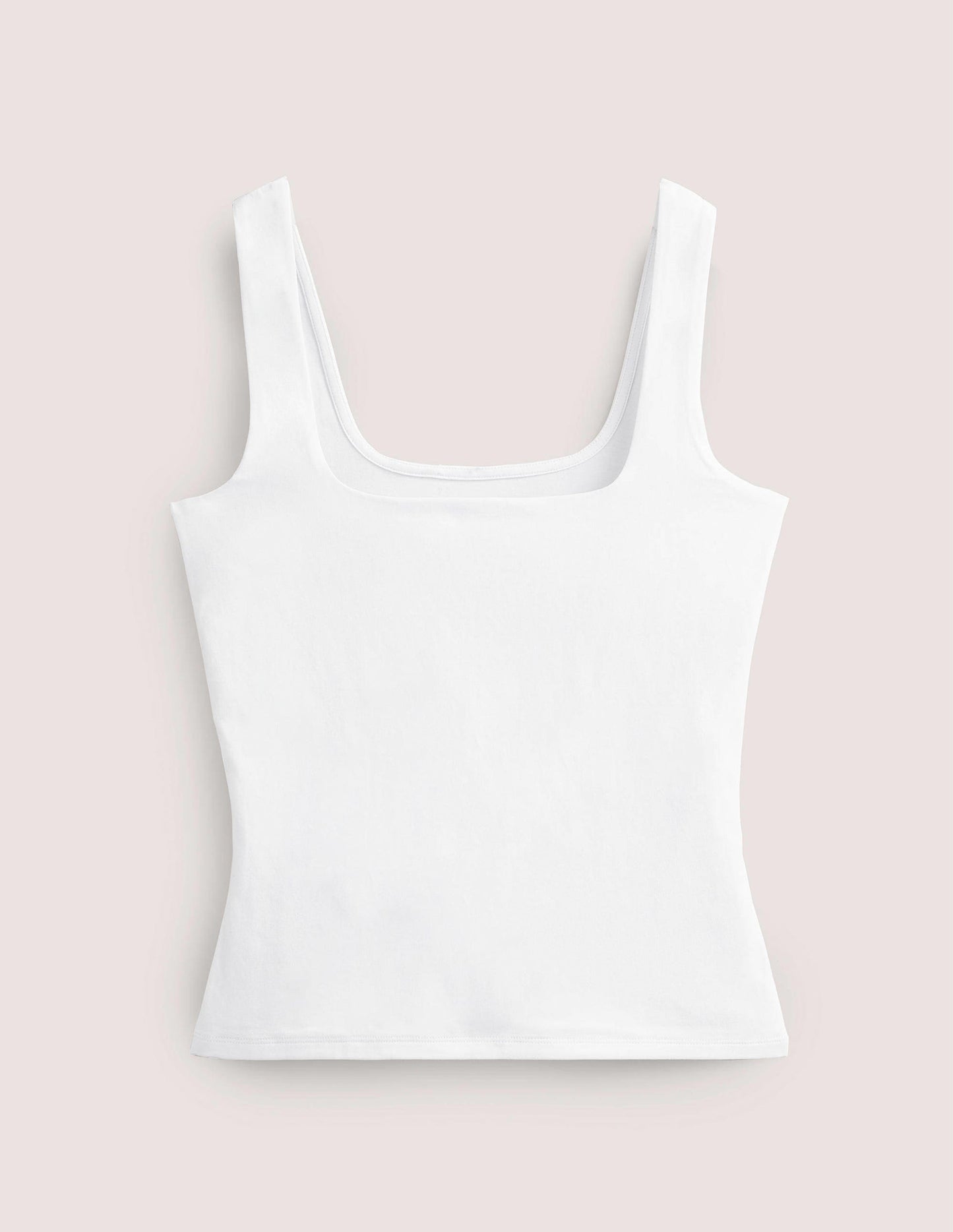 Double Layer Square Neck Vest-White