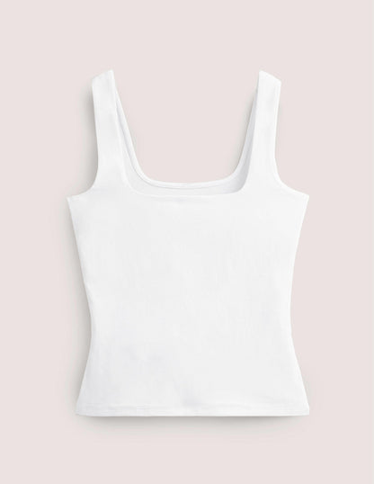 Double Layer Square Neck Vest-White-7