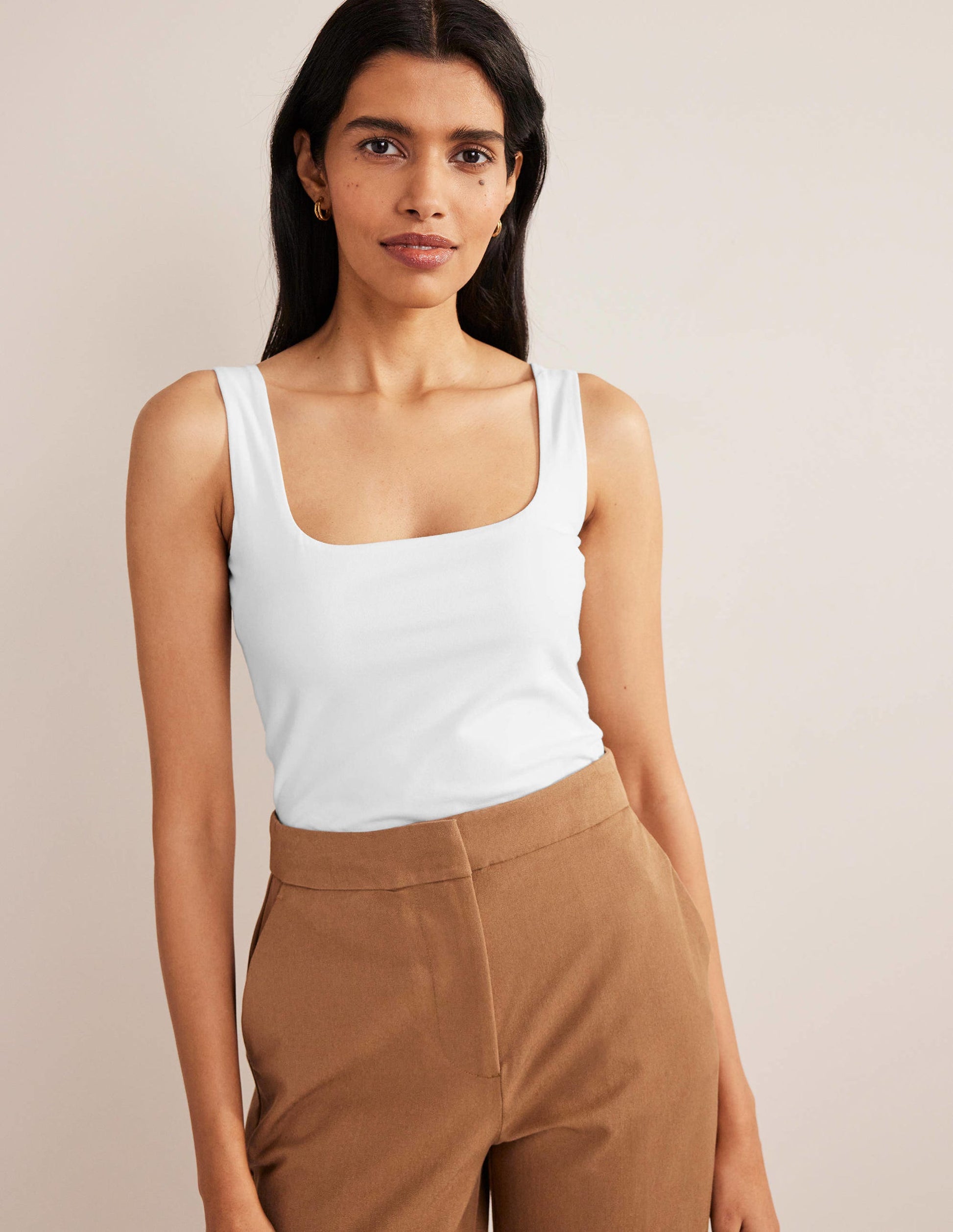 Double Layer Square Neck Vest-White-4