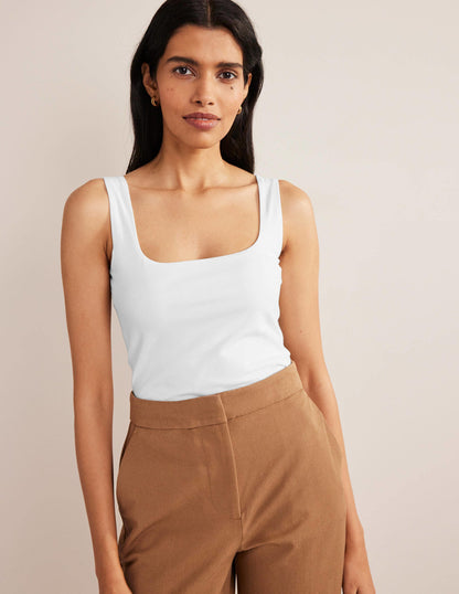 Double Layer Square Neck Vest-White-4