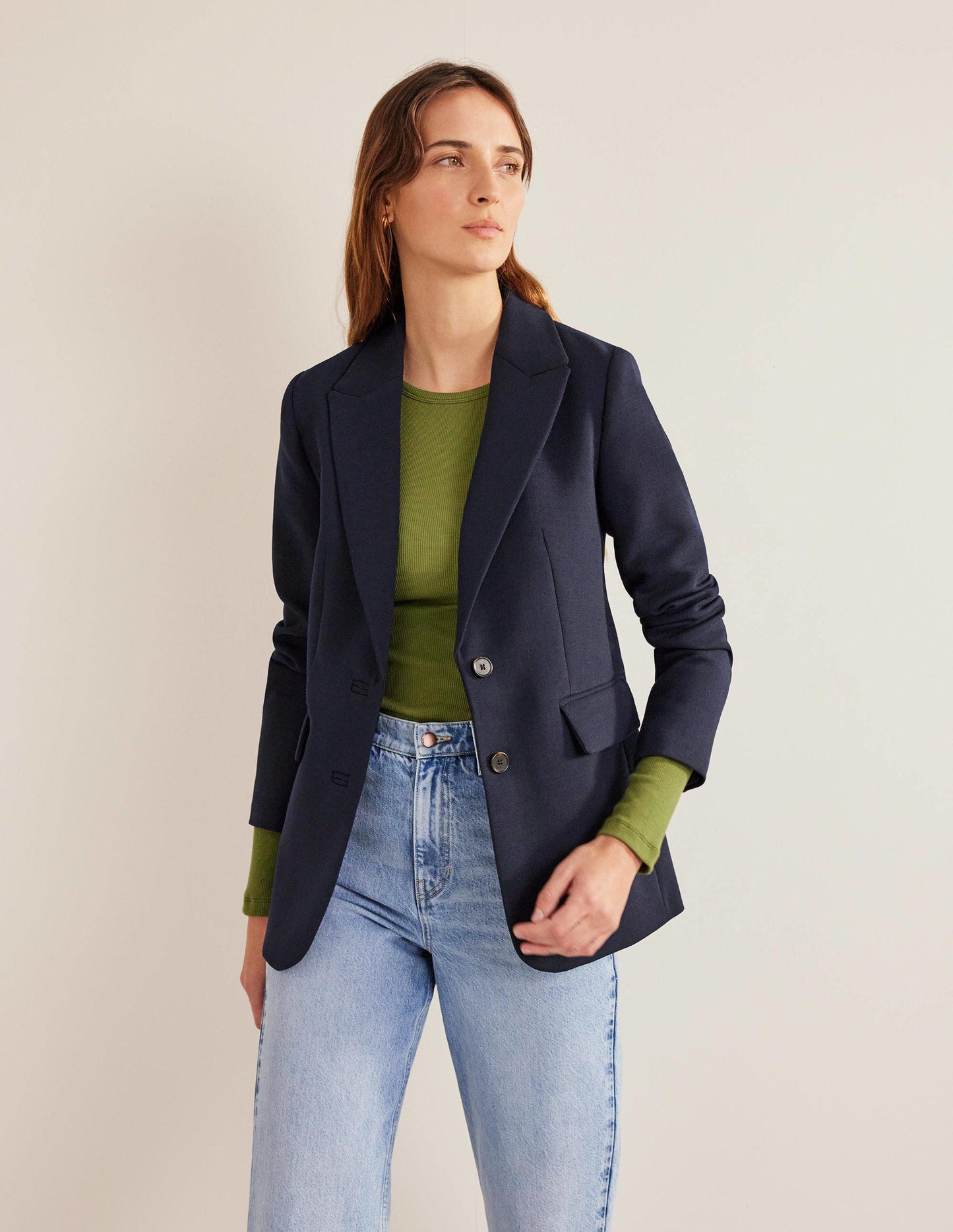 Cotton Ribbed Long Sleeve Top-Washed Khaki