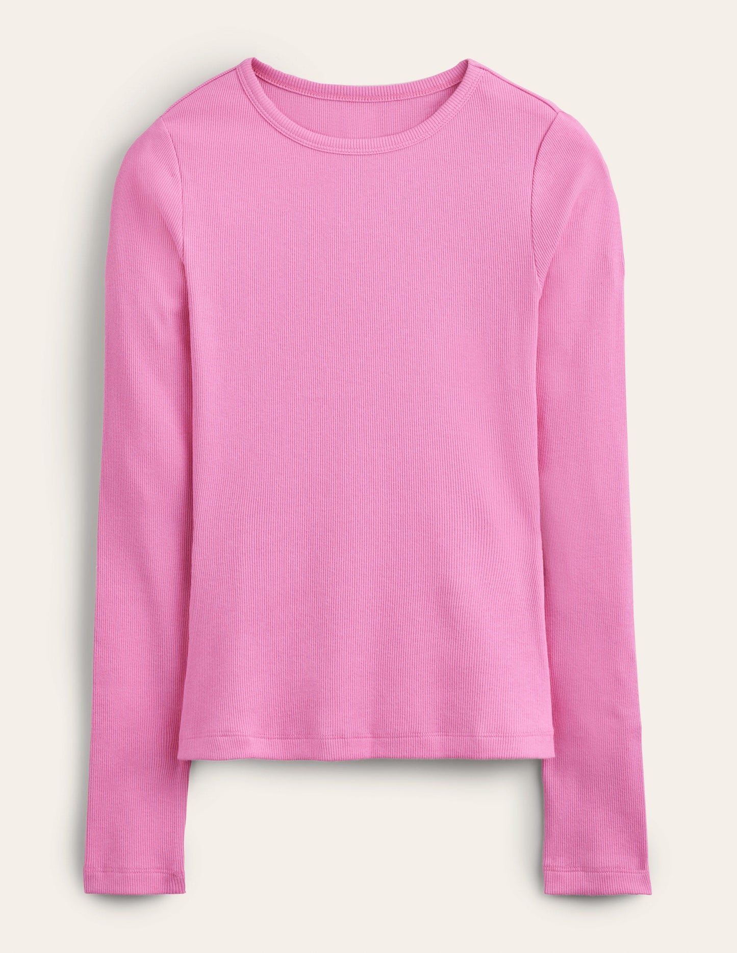 Cotton Ribbed Long Sleeve Top-Plum Blossom