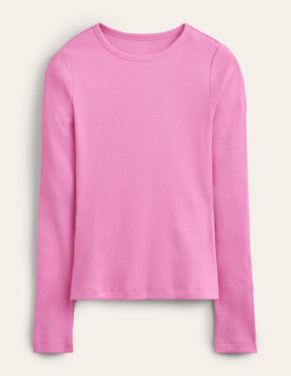 Cotton Ribbed Long Sleeve Top-Plum Blossom-5