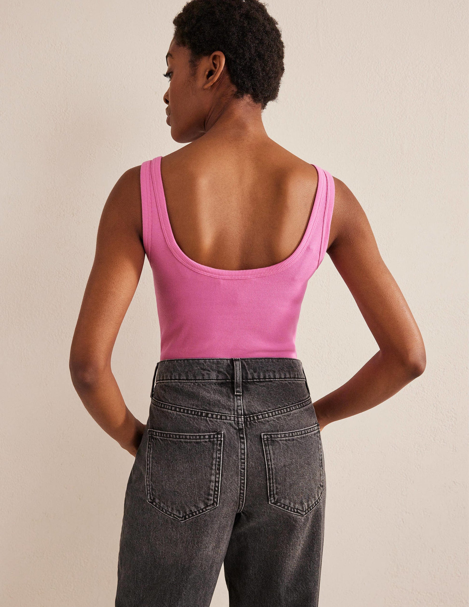 Cotton Ribbed Scoop Vest-Plum Blossom-3