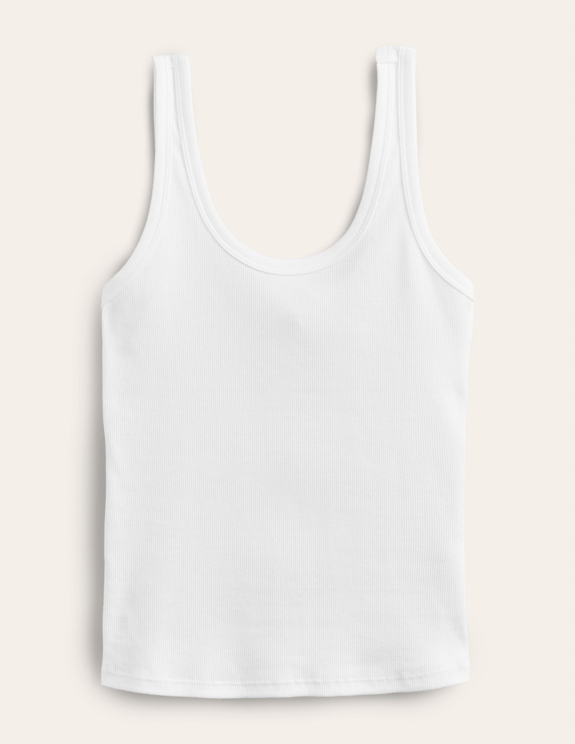 Cotton Ribbed Scoop Vest-White-6