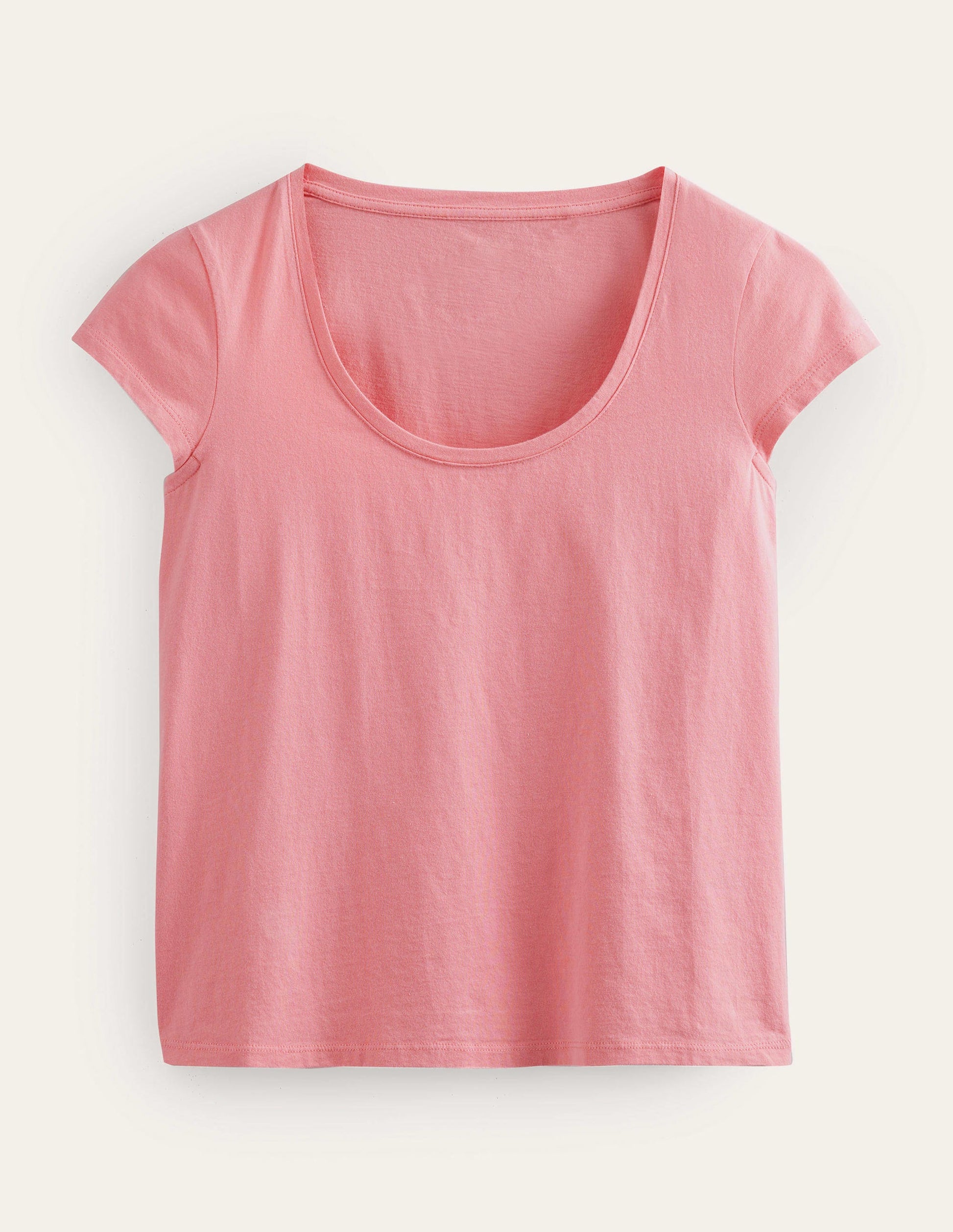 Pure Cotton Scoop Neck T-Shirt-Peach Sorbet-5