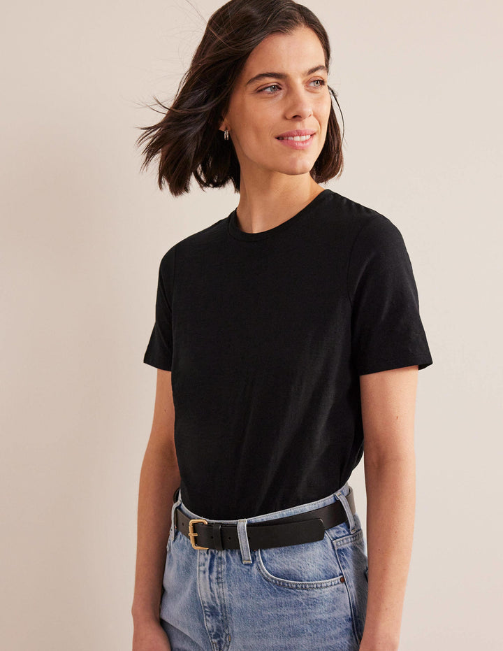 Cotton Crew Neck T-Shirt-Black