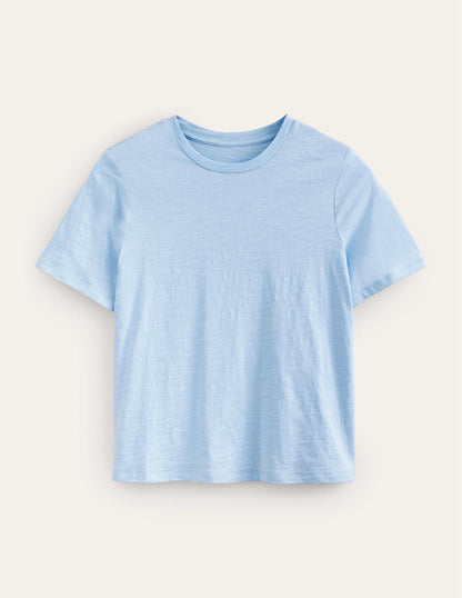 Cotton Crew Neck T-Shirt-Chambray Blue-5