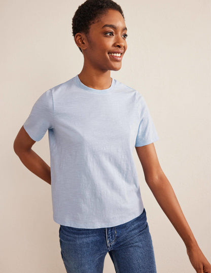 Cotton Crew Neck T-Shirt-Chambray Blue-1