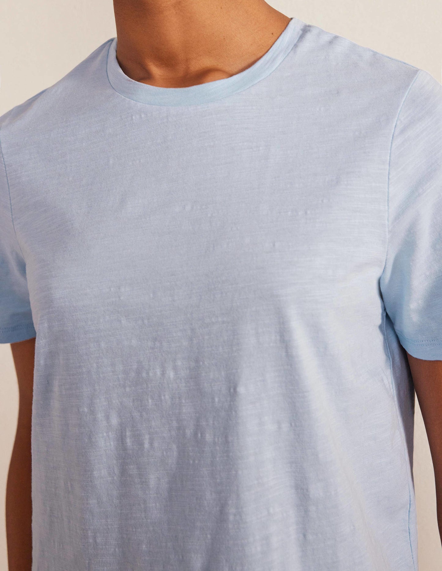 Cotton Crew Neck T-Shirt-Chambray Blue