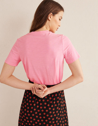 Cotton Crew Neck T-Shirt-Cameo Pink-3