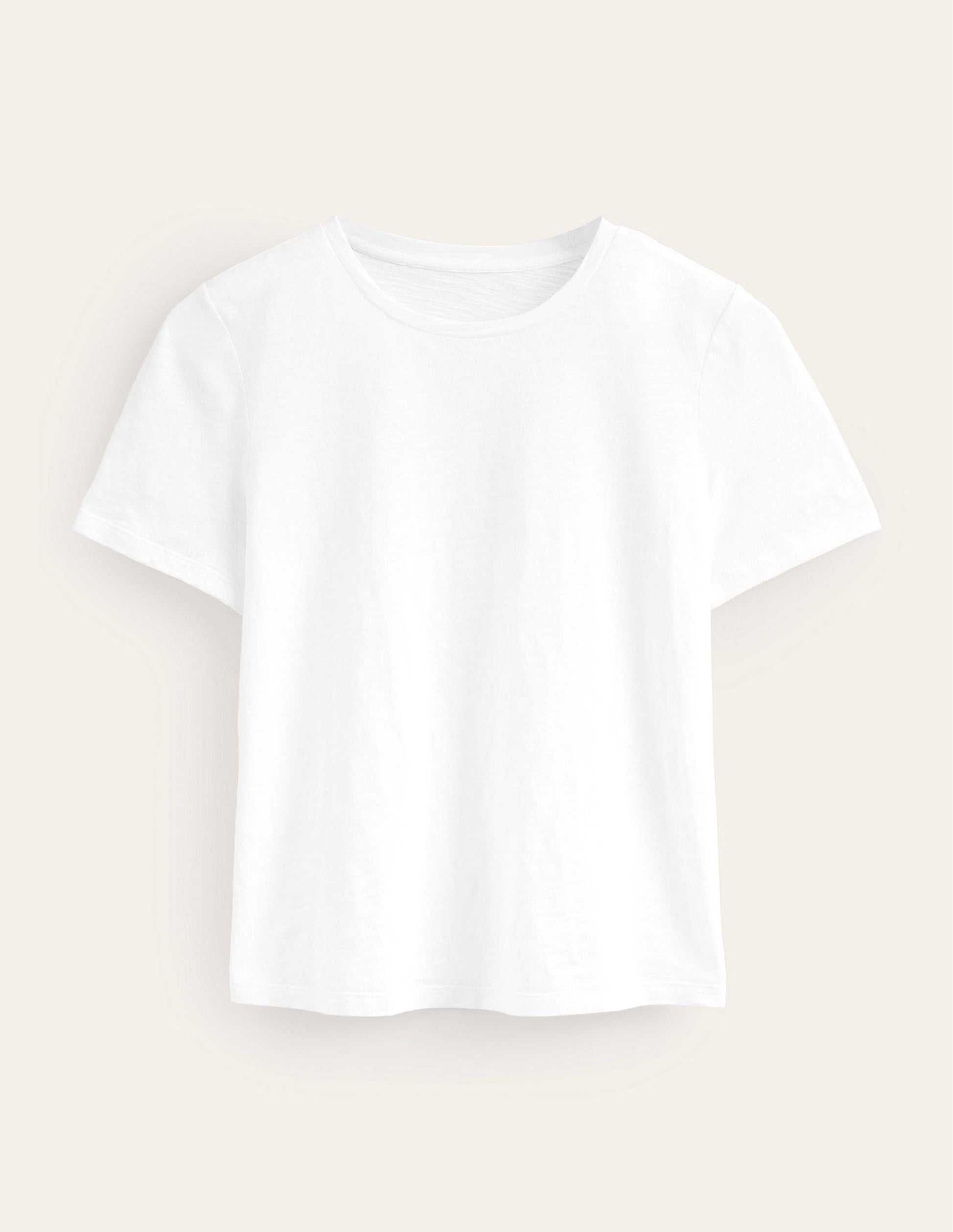 Cotton Crew Neck T-Shirt-White-6