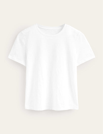 Cotton Crew Neck T-Shirt-White-6
