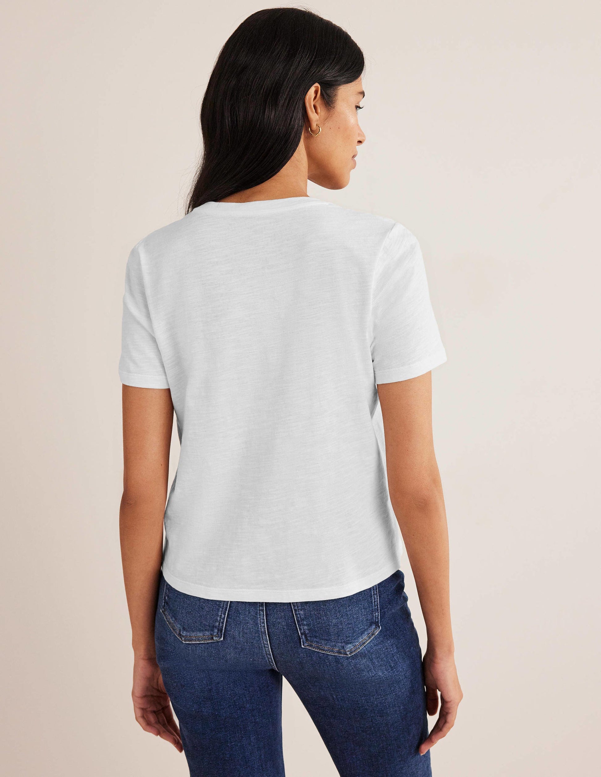 Cotton Crew Neck T-Shirt-White-3
