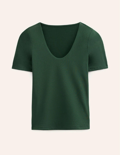 Double Layer Short Sleeve Top-Chatsworth Green-5