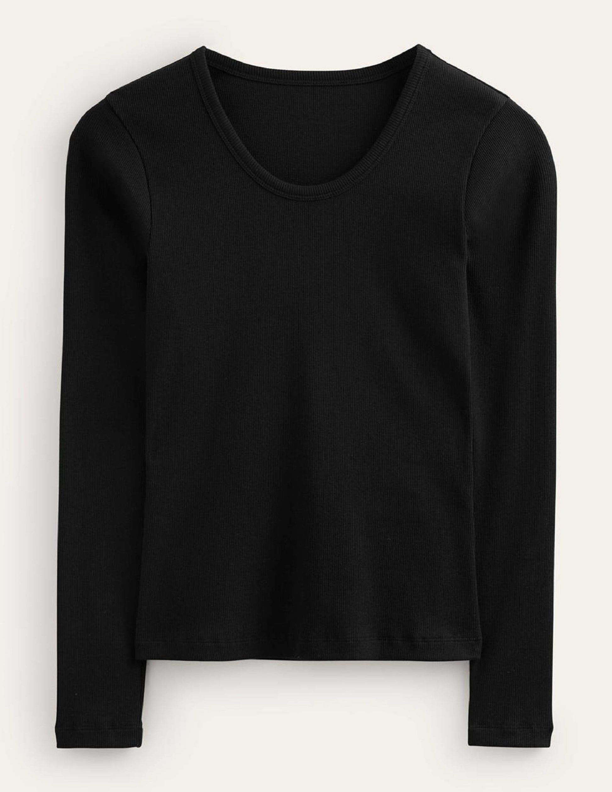 Cotton Rib Scoop Neck Top-Black-5