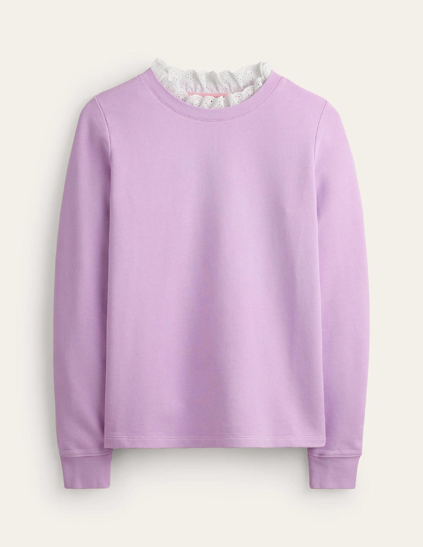 Broderie Trim Sweatshirt-Orchid Bloom